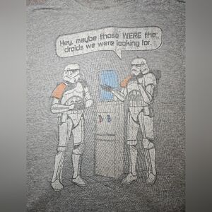 Large Mens Star Wars Funny Gray Graphic Men's T-Shirt, Used.